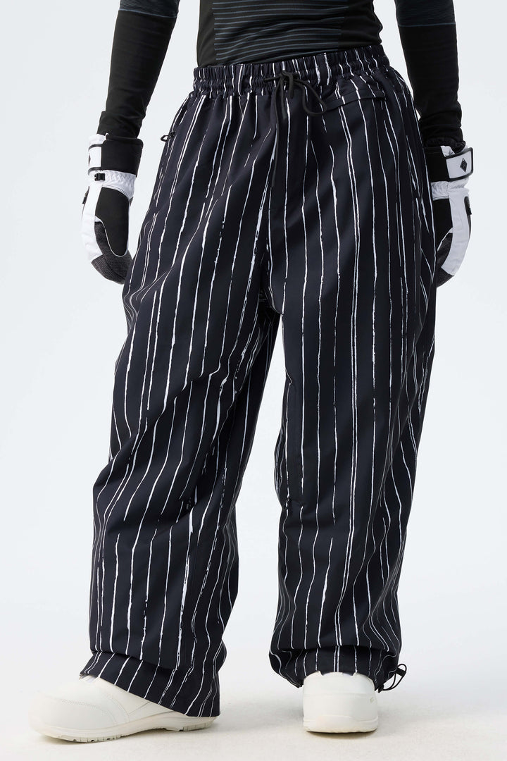 Pantaloni de zăpadă rezistenți, cu imprimeu de vacă, cu șnur, pentru bărbați