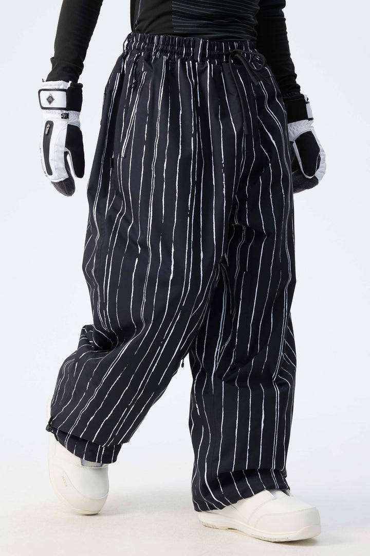 Pantaloni de zăpadă rezistenți, cu imprimeu de vacă, cu șnur, pentru bărbați