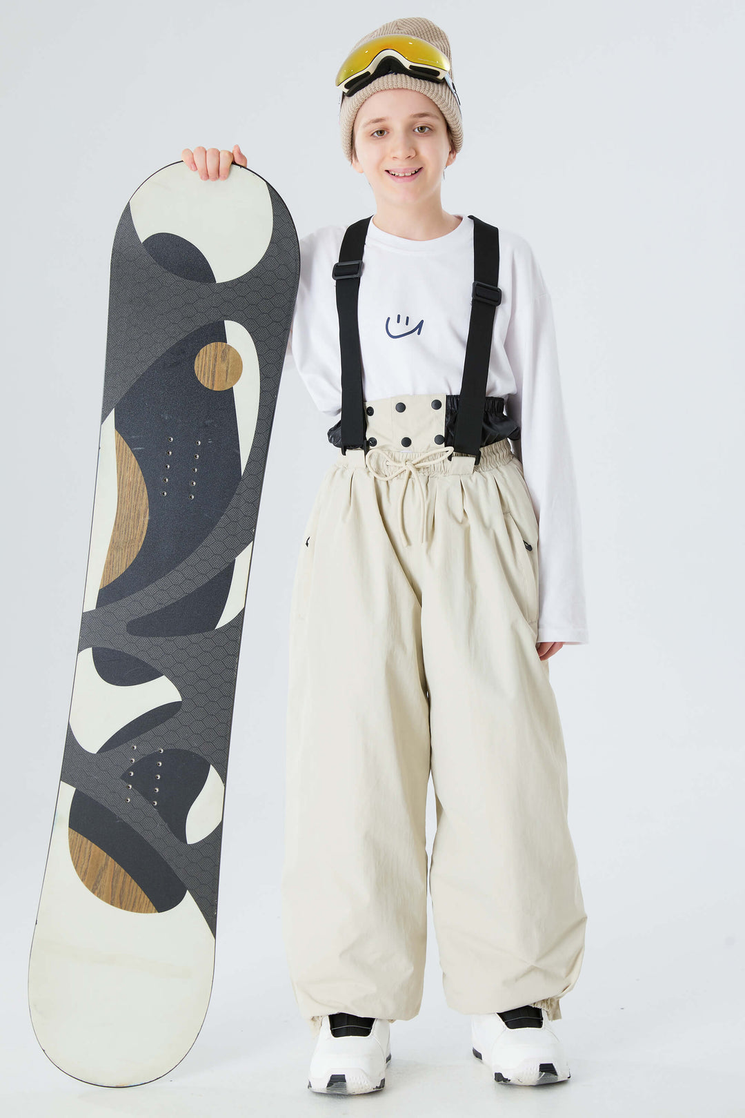 Boys' Off White Waterproof Balloon Snow Pants
