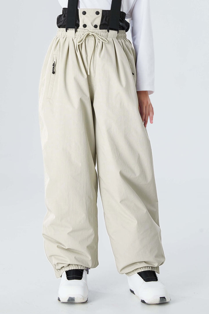 Girls' Brown Waterproof Balloon Snow Pants