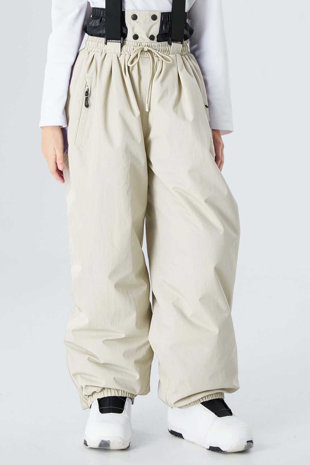 Girls' Brown Waterproof Balloon Snow Pants