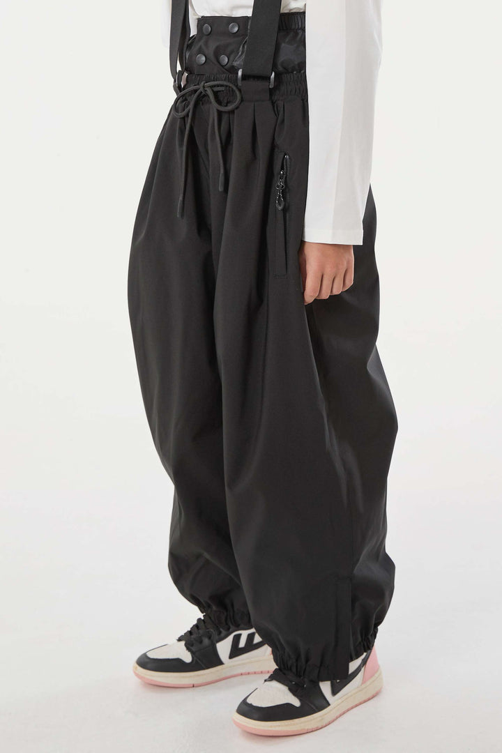 Schwarze wasserdichte Ballon-Schneehose für Kinder 