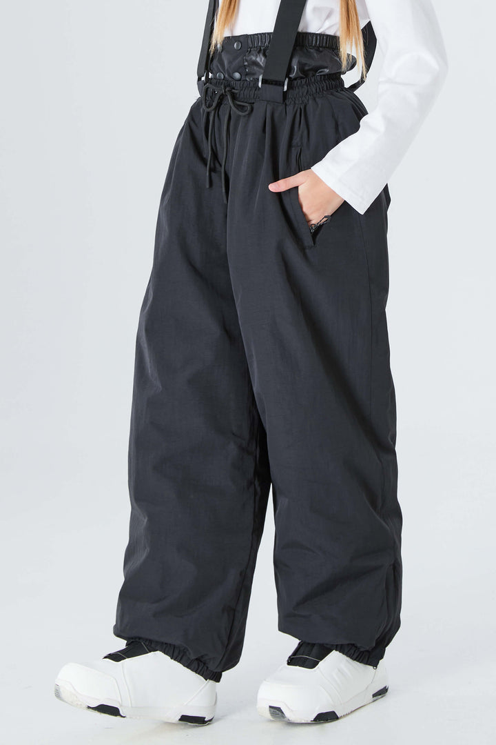 Girls' Black Waterproof Balloon Snow Pants