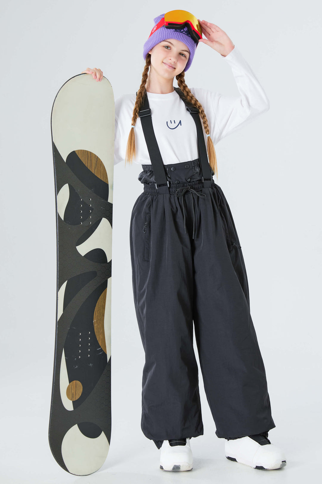Girls' Black Waterproof Balloon Snow Pants