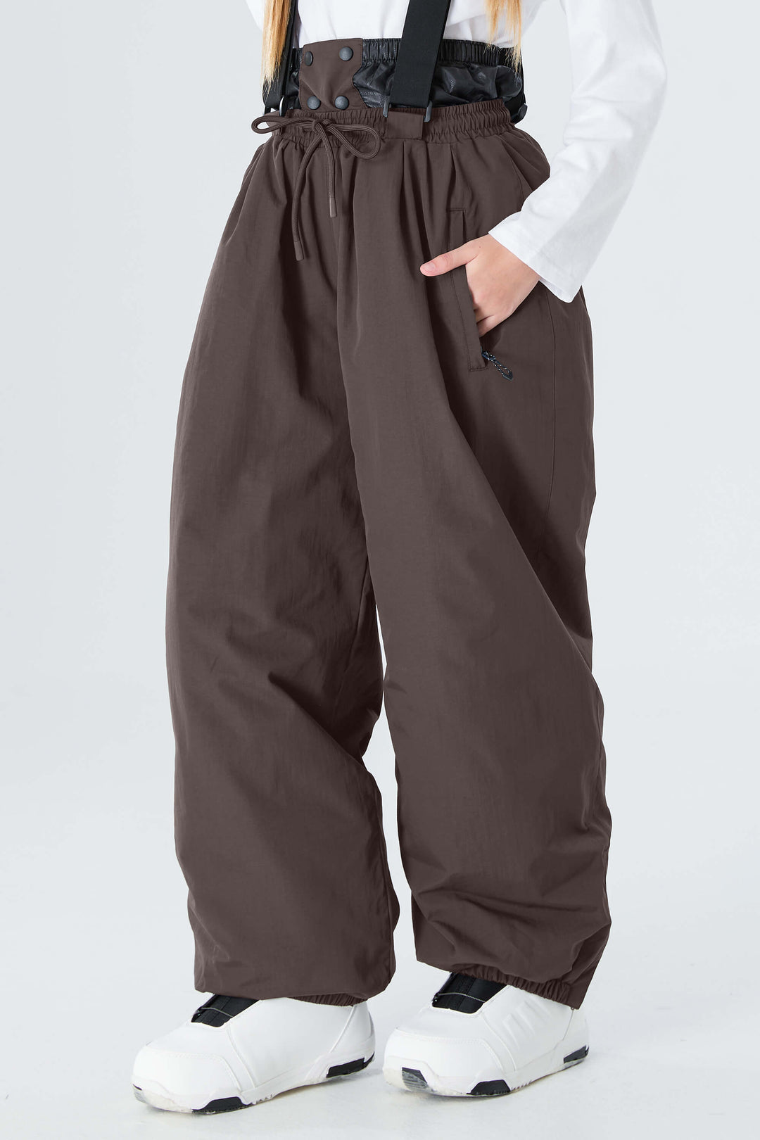 Girls' Brown Waterproof Balloon Snow Pants