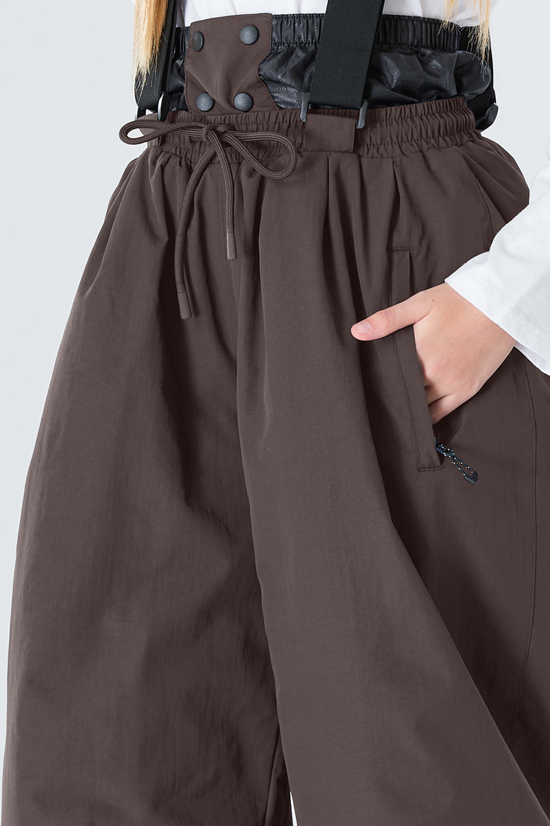 Girls' Brown Waterproof Balloon Snow Pants