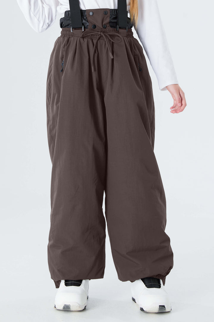 Girls' Brown Waterproof Balloon Snow Pants