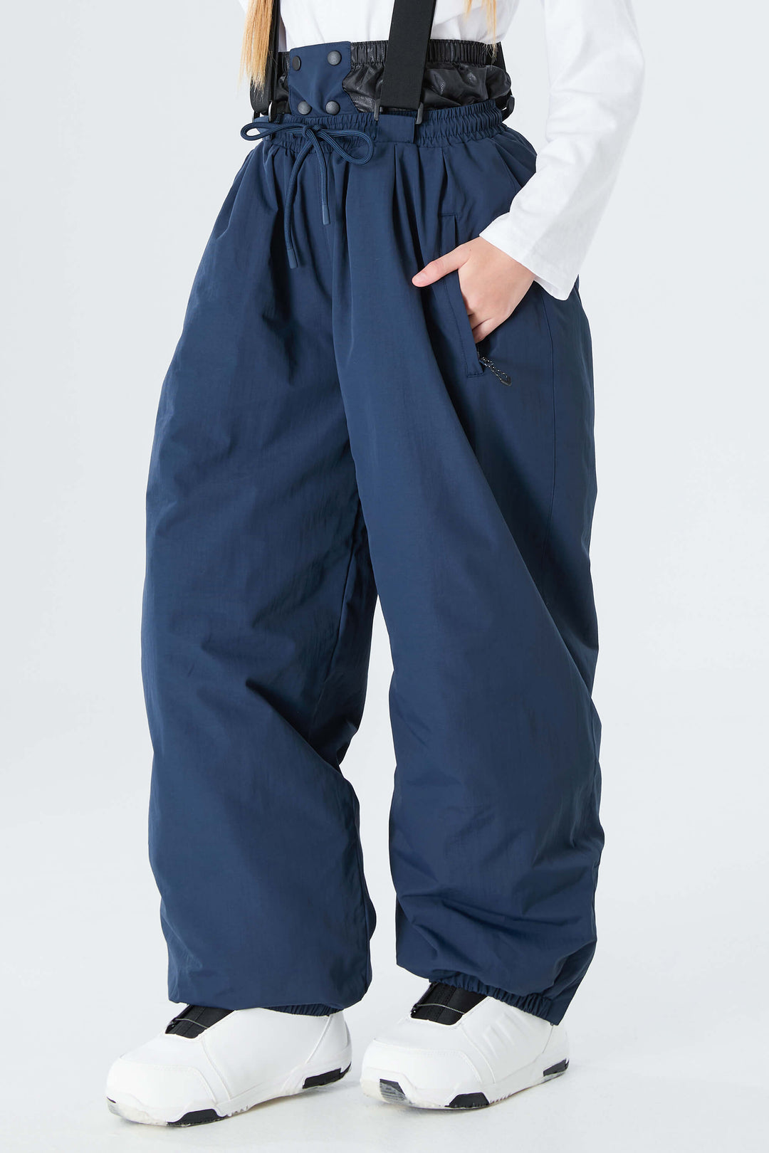 Girls' Black Waterproof Balloon Snow Pants