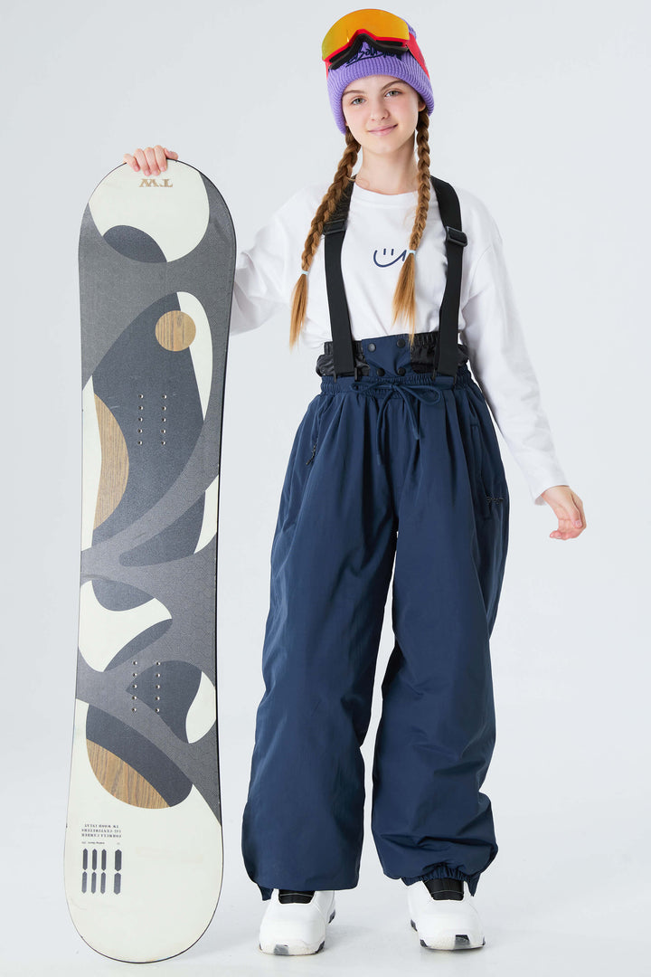 Girls' Brown Waterproof Balloon Snow Pants