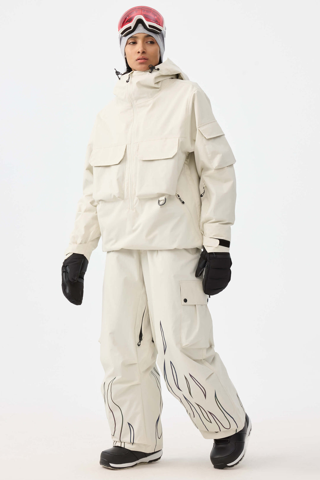 Naisten luonnonvalkoiset heijastavat liekkipussit ja -laskuhousut