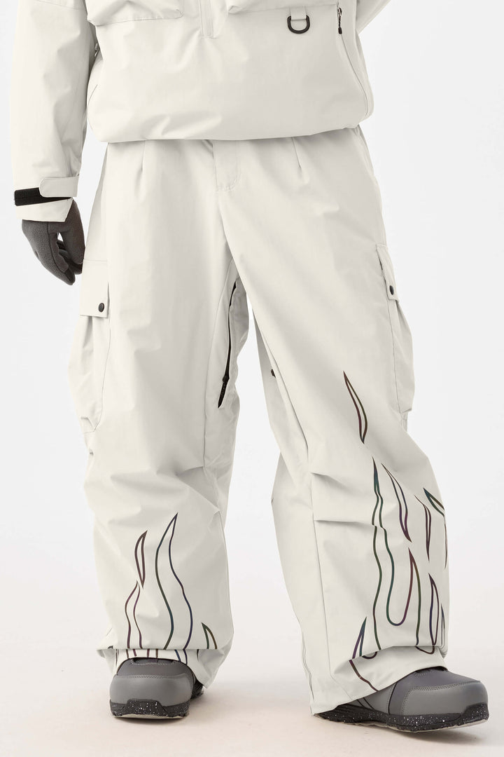 Zwarte reflecterende Flame Baggy Utility sneeuwbroek voor heren