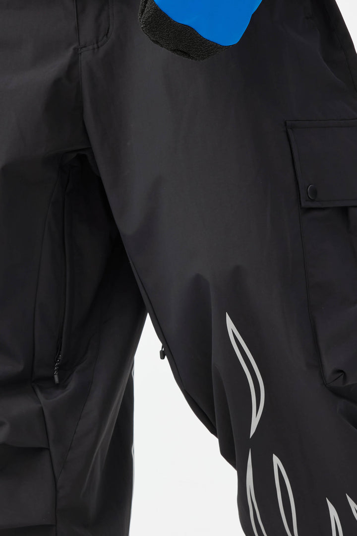 Zwarte reflecterende Flame Baggy Utility sneeuwbroek voor heren