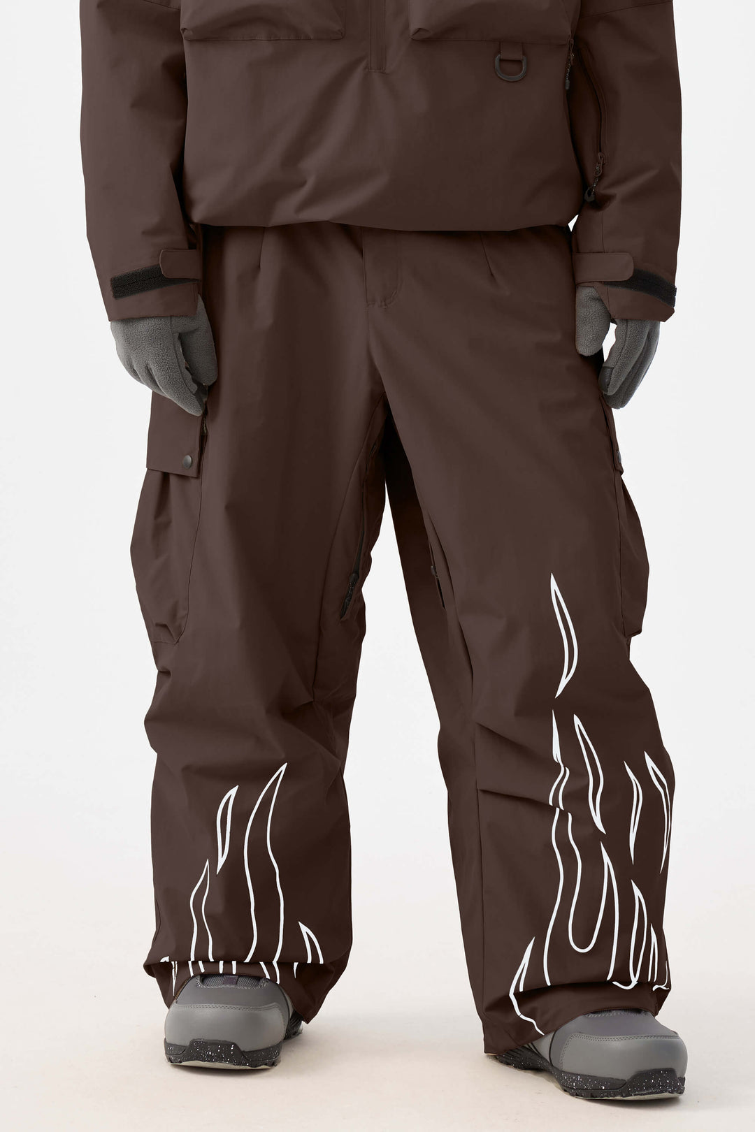 Zwarte reflecterende Flame Baggy Utility sneeuwbroek voor heren