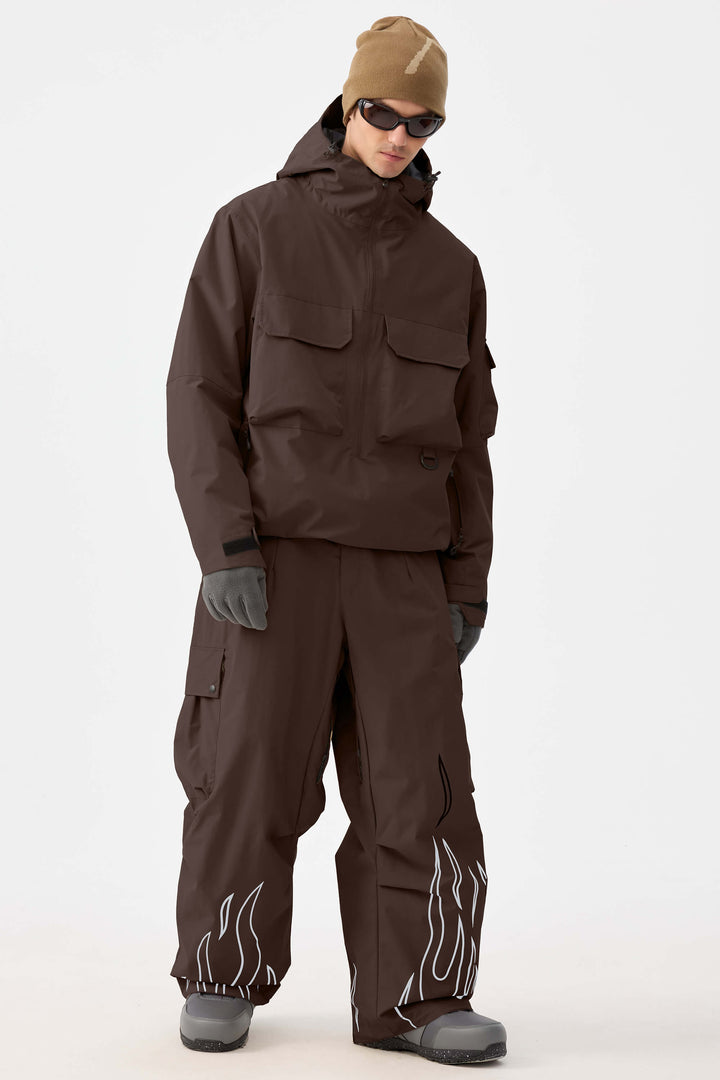 Zwarte reflecterende Flame Baggy Utility sneeuwbroek voor heren