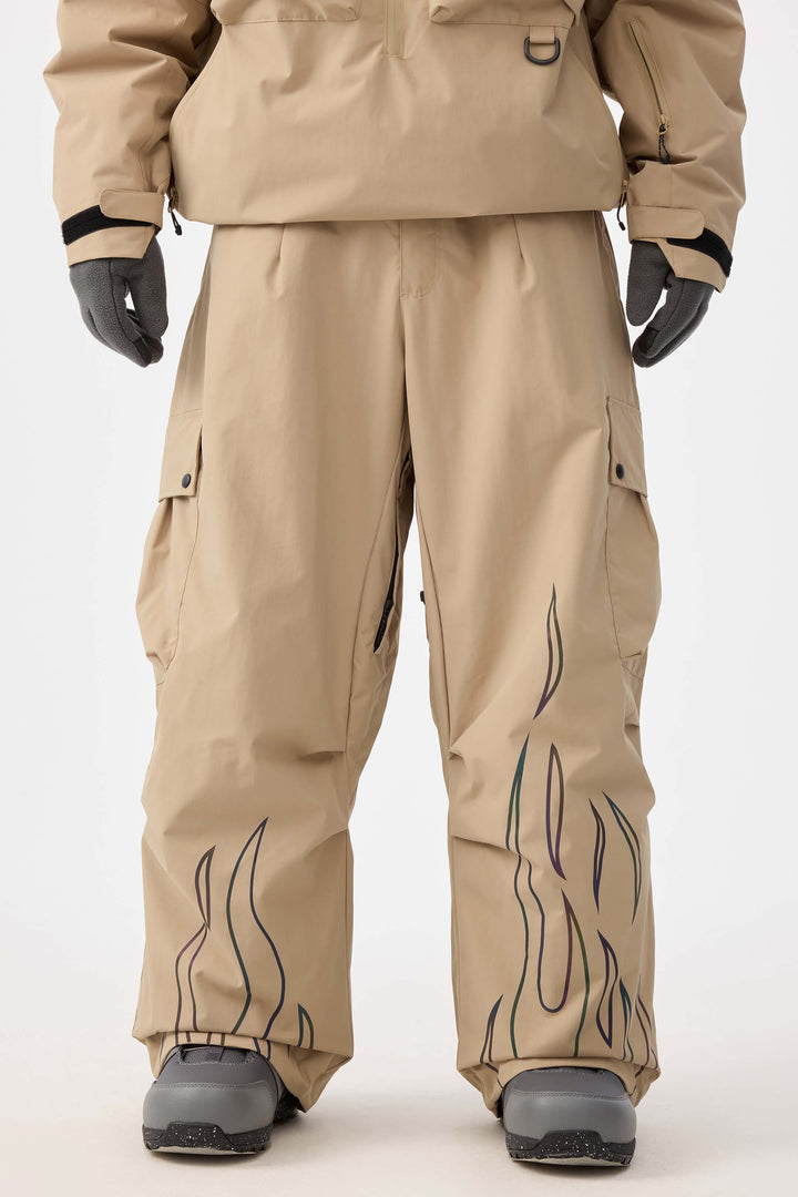 Zwarte reflecterende Flame Baggy Utility sneeuwbroek voor heren