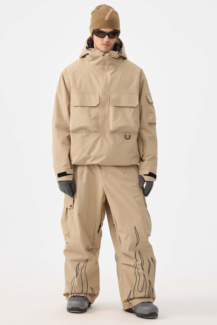 Zwarte reflecterende Flame Baggy Utility sneeuwbroek voor heren