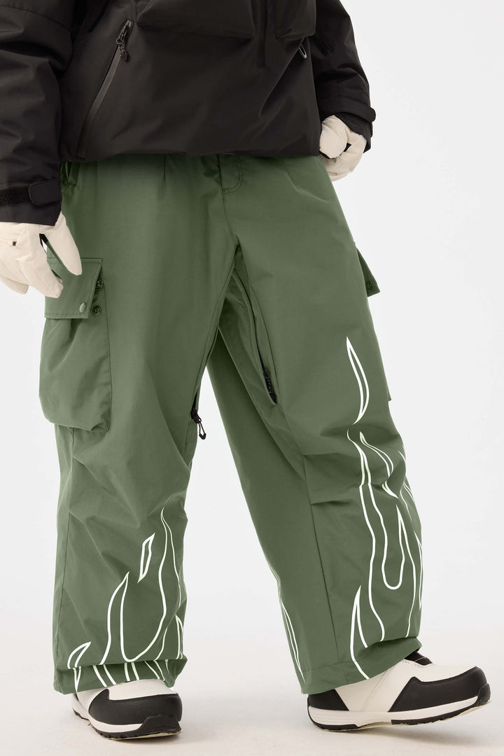 Dámské kalhoty Baggy Utility s reflexními motivy kávy a plamenů