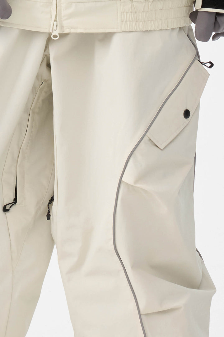 Dames Off White Retro Track Reflecterende Piping Baggy Sneeuwbroek