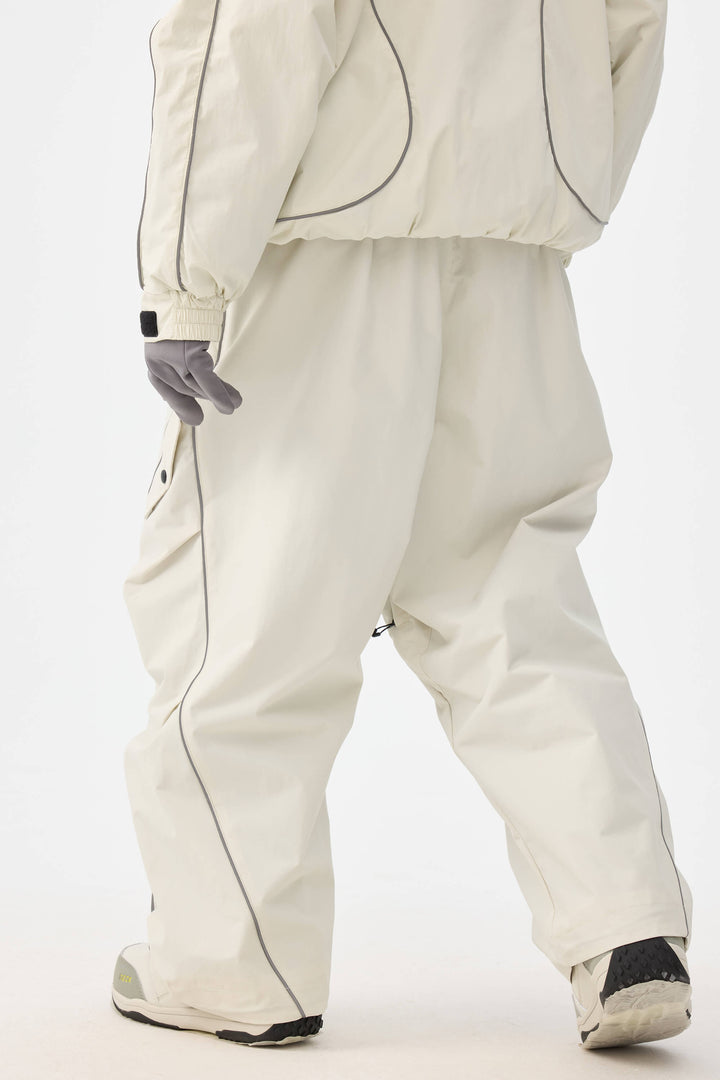 Dames Off White Retro Track Reflecterende Piping Baggy Sneeuwbroek