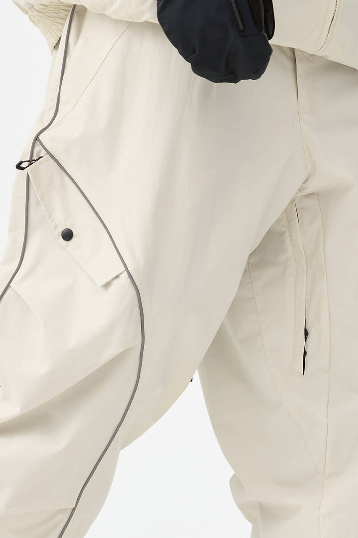 Heren off-white duurzame reflecterende streep baggy sneeuwbroek