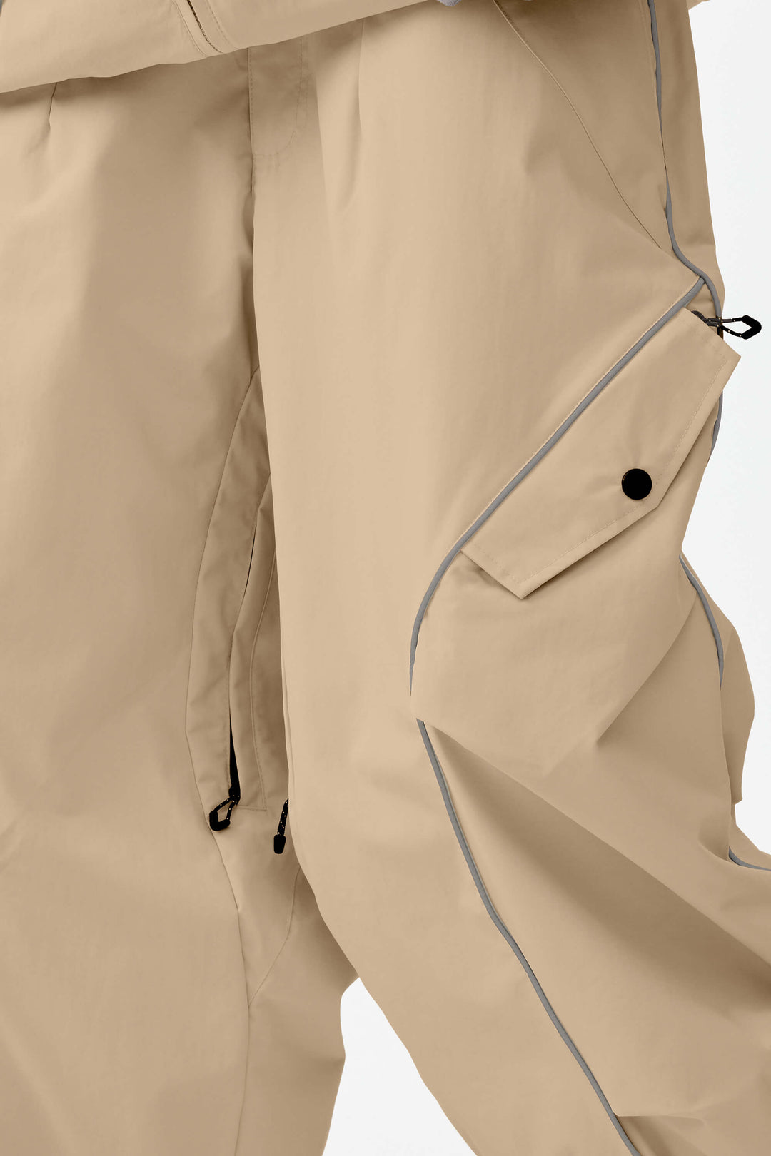 Khaki Retro Track Baggy Sneeuwbroek voor Dames met Reflecterende Bies