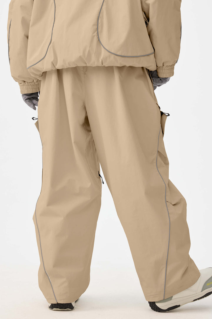 Dames Off White Retro Track Reflecterende Piping Baggy Sneeuwbroek