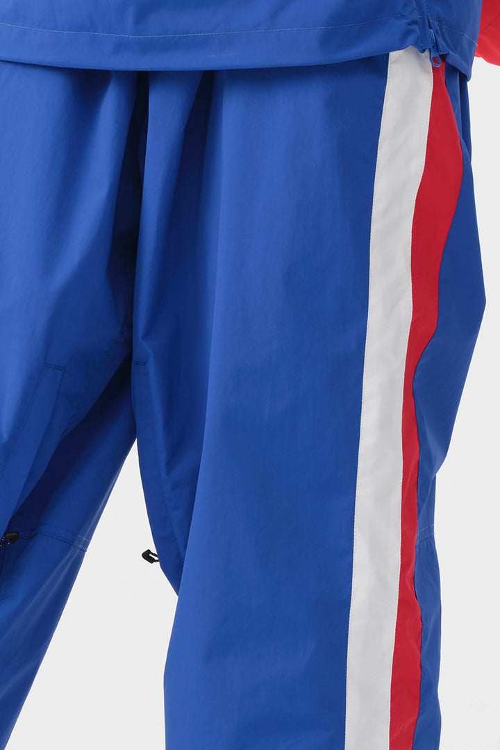 Damskie spodnie narciarskie Baggy Track w kolorze niebieskim i białym z lat 90. w stylu retro