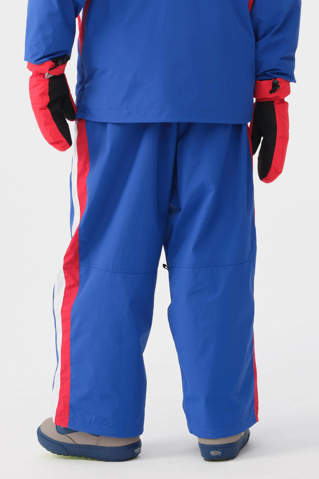 Damskie spodnie narciarskie Baggy Track w kolorze niebieskim i białym z lat 90. w stylu retro