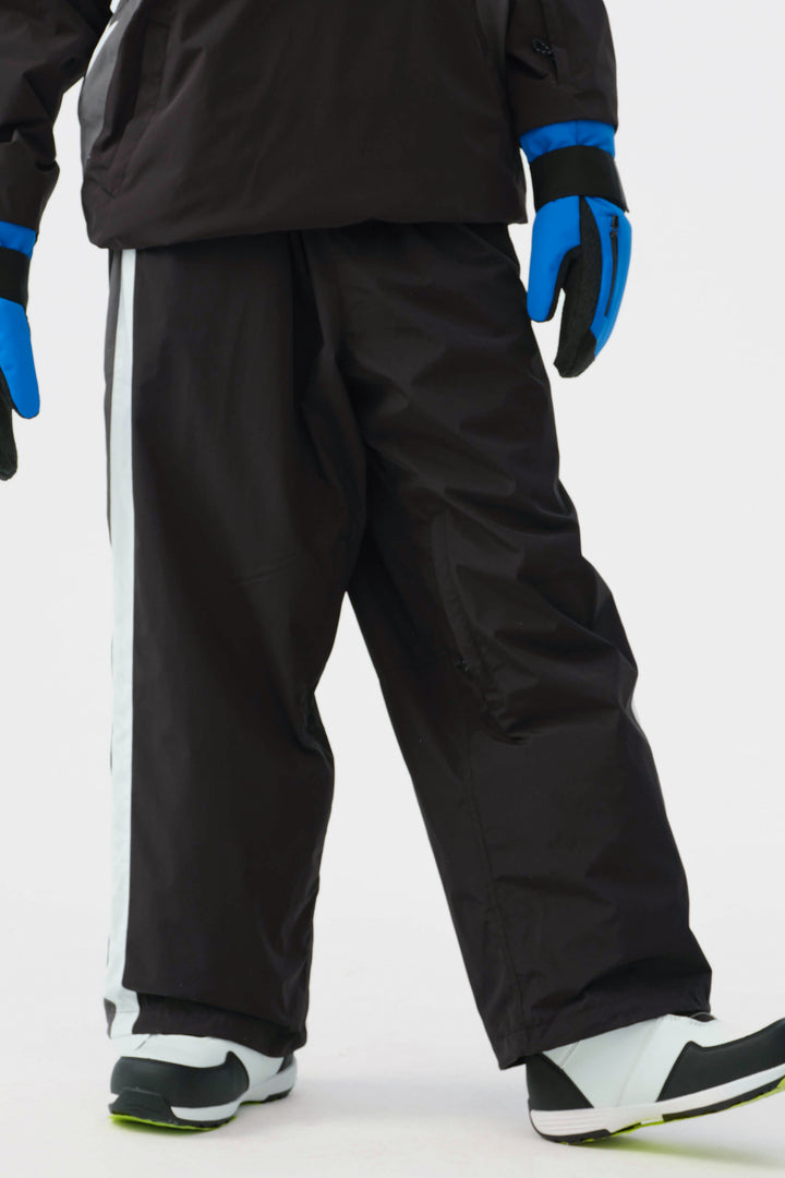 Dames zwart-witte 90s retro track colorblock baggy sneeuwbroek