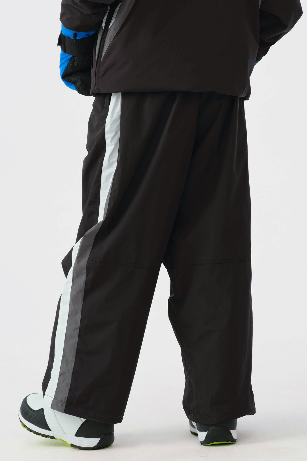 Dames zwart-witte 90s retro track colorblock baggy sneeuwbroek