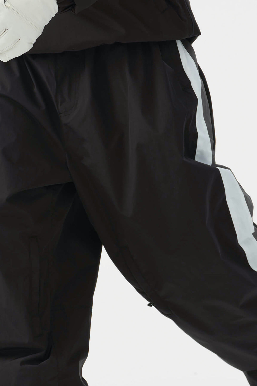 Heren zwart-witte 90s retro track colorblock baggy sneeuwbroek