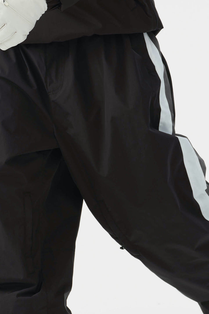 Heren zwart-witte 90s retro track colorblock baggy sneeuwbroek