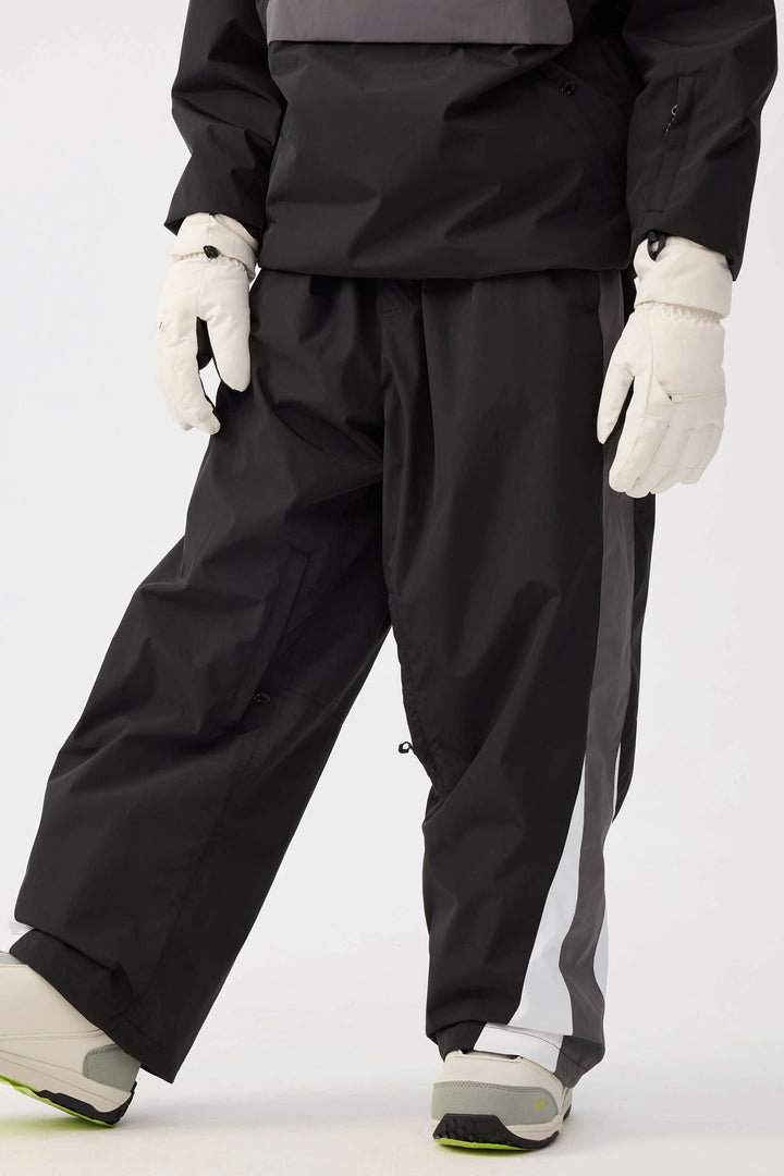 Women's Black & Red Heritage Athletic Colorblock Baggy Snow Pants