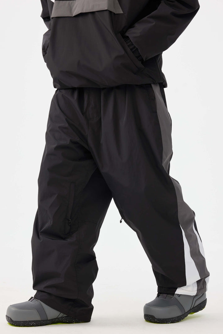 Men's Navy & Red Heritage Athletic Colorblock Baggy Snow Pants