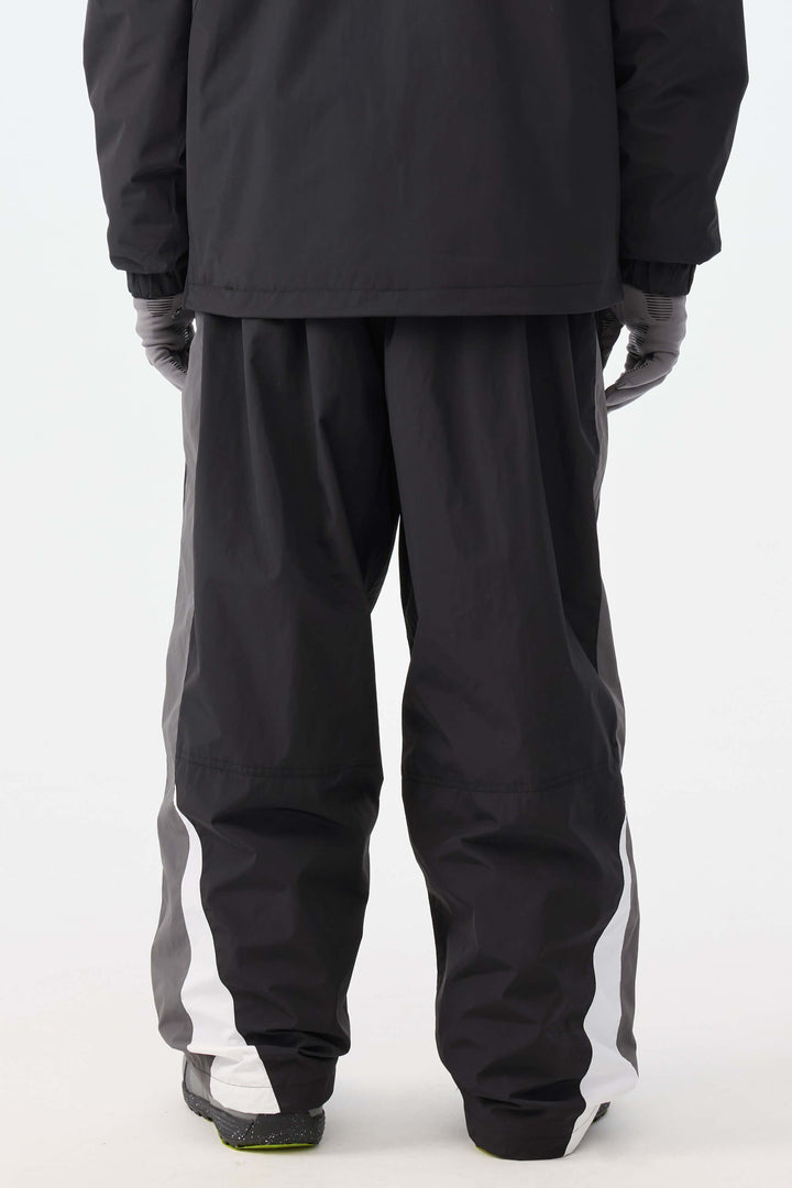 Men's Black & Grey Heritage Athletic Colorblock Baggy Snow Pants