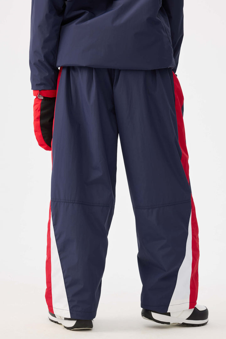 Women's Navy & Red Heritage Athletic Colorblock Baggy Snow Pants