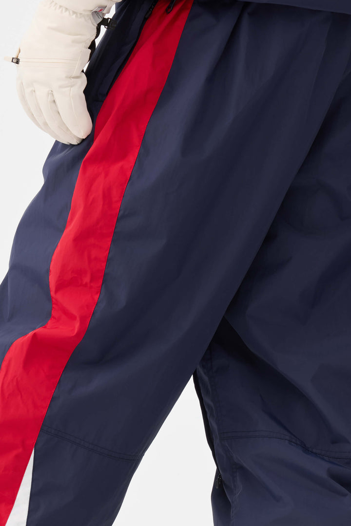 Men's Navy & Red Heritage Athletic Colorblock Baggy Snow Pants