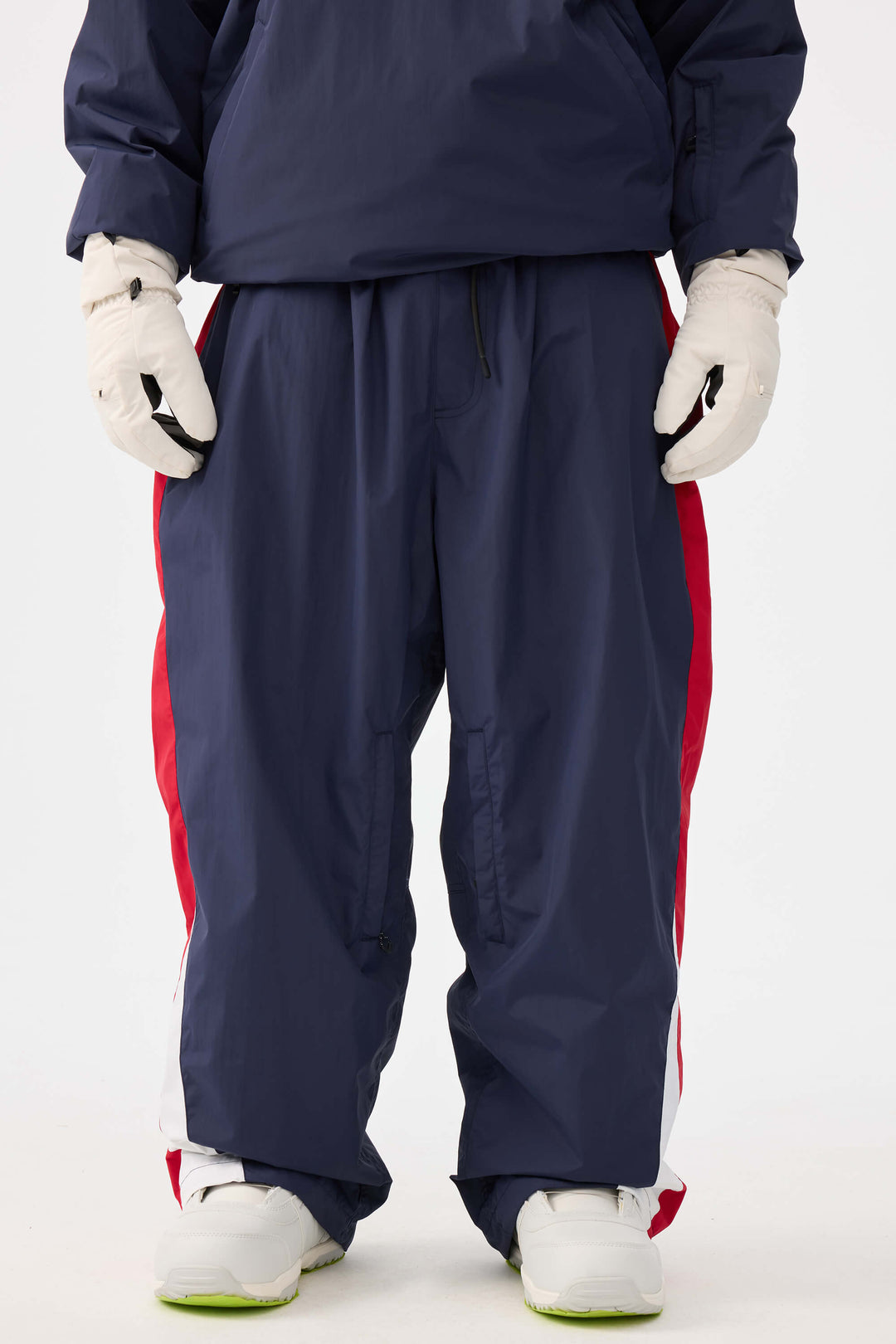 Men's Navy & Red Heritage Athletic Colorblock Baggy Snow Pants