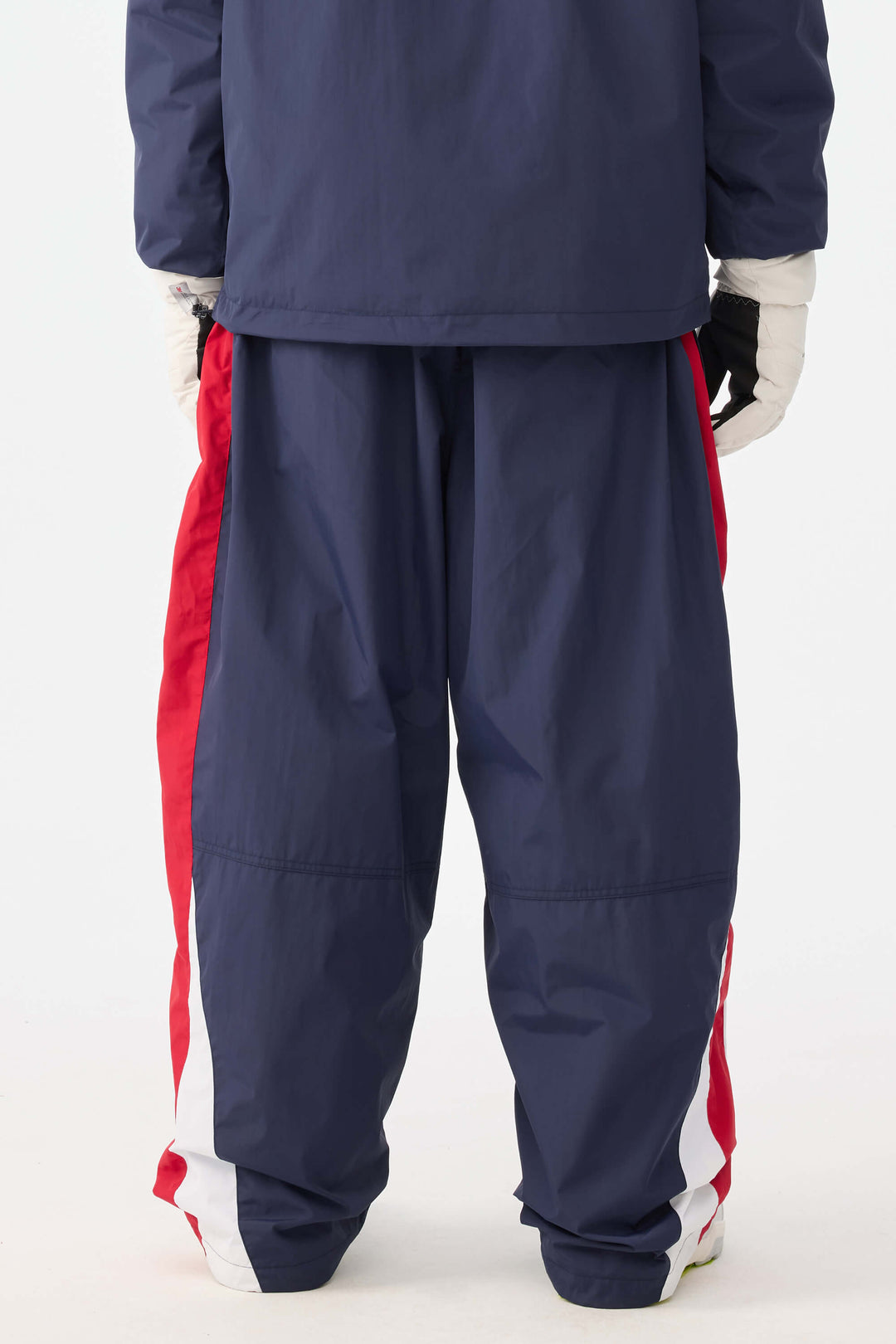 Men's Navy & Red Heritage Athletic Colorblock Baggy Snow Pants