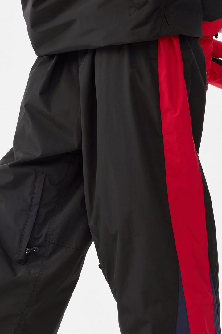Women's Black & Red Heritage Athletic Colorblock Baggy Snow Pants