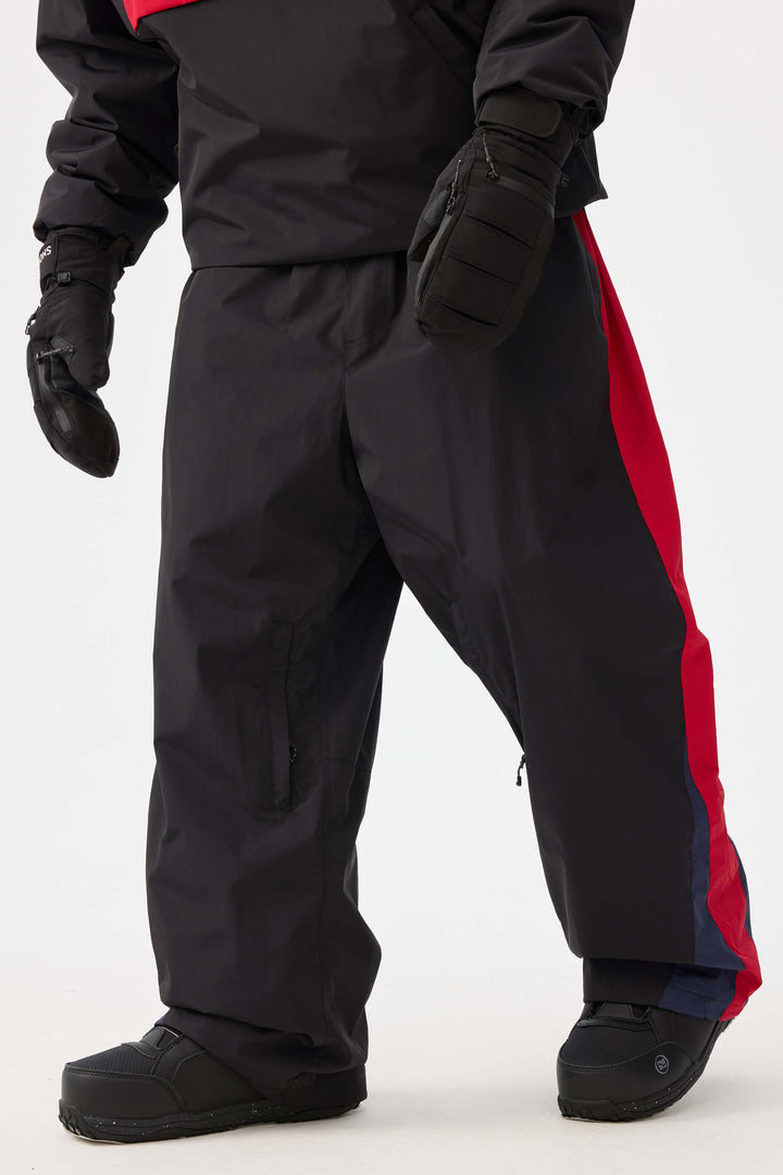 Men's Navy & Red Heritage Athletic Colorblock Baggy Snow Pants