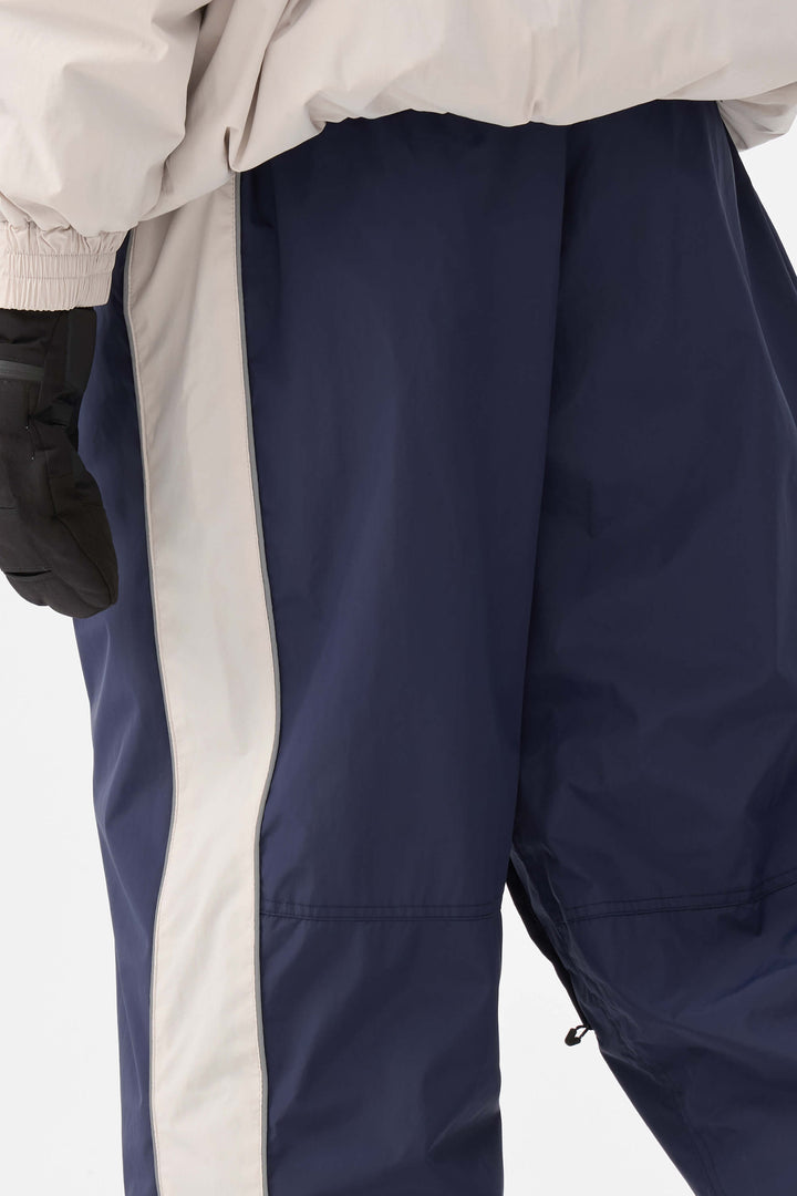 Marinblå Retro Track Side Randiga Baggy Snowbyxor för Dam