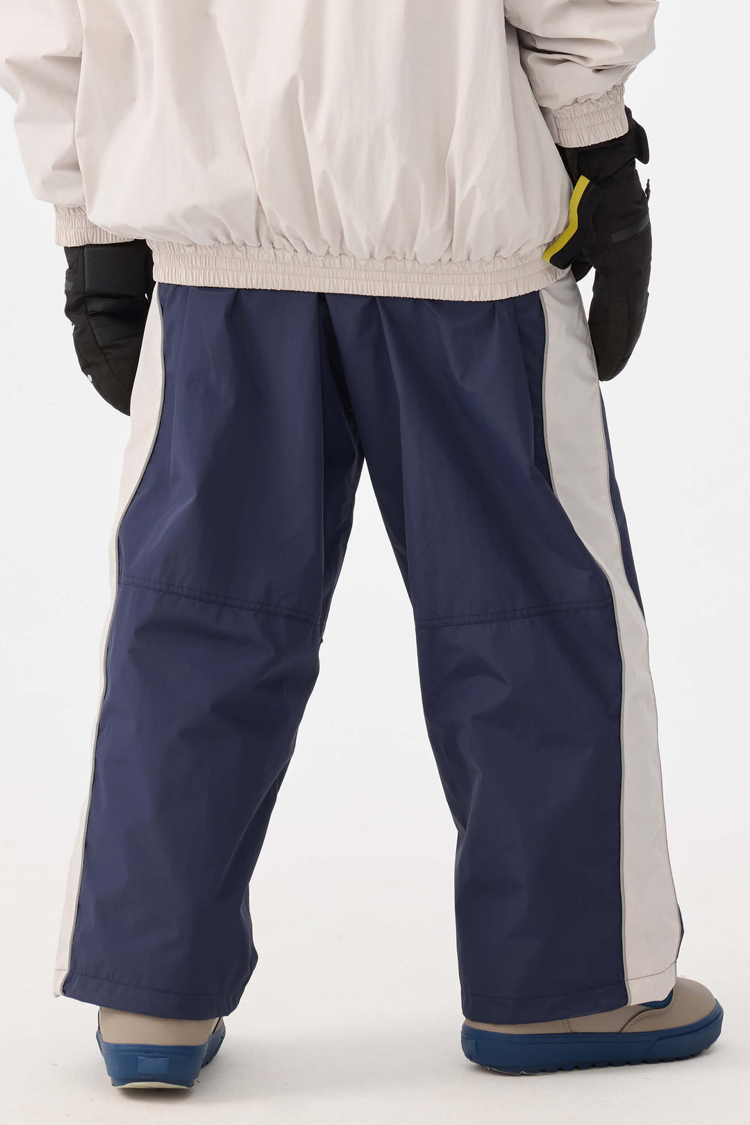 Marinblå Retro Track Side Randiga Baggy Snowbyxor för Dam