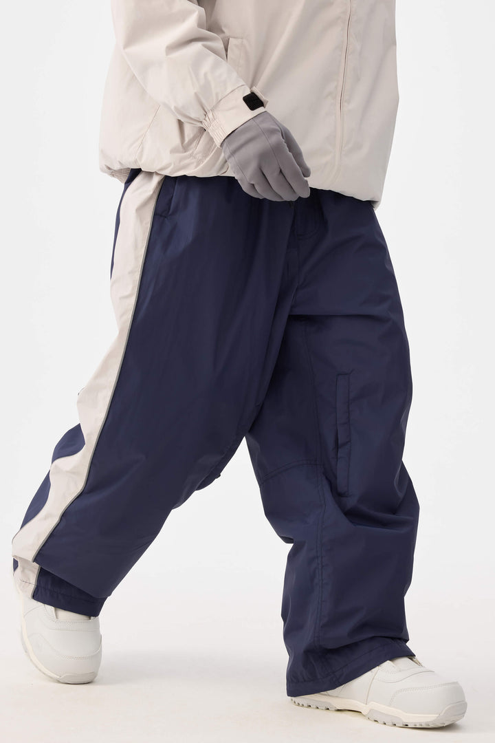 Marinblå retro-terrängbyxor med baggy-motiv för män