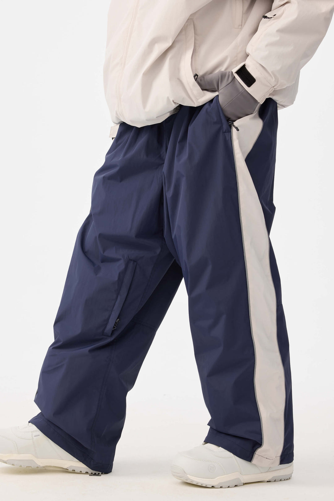 Marinblå retro-terrängbyxor med baggy-motiv för män