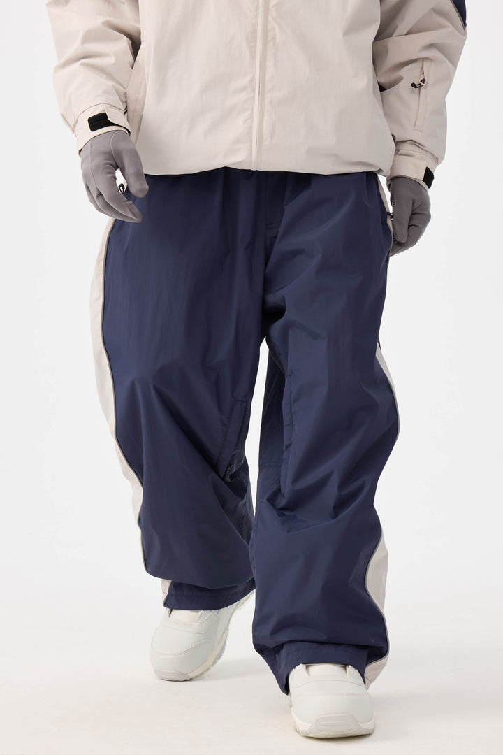 Marinblå retro-terrängbyxor med baggy-motiv för män