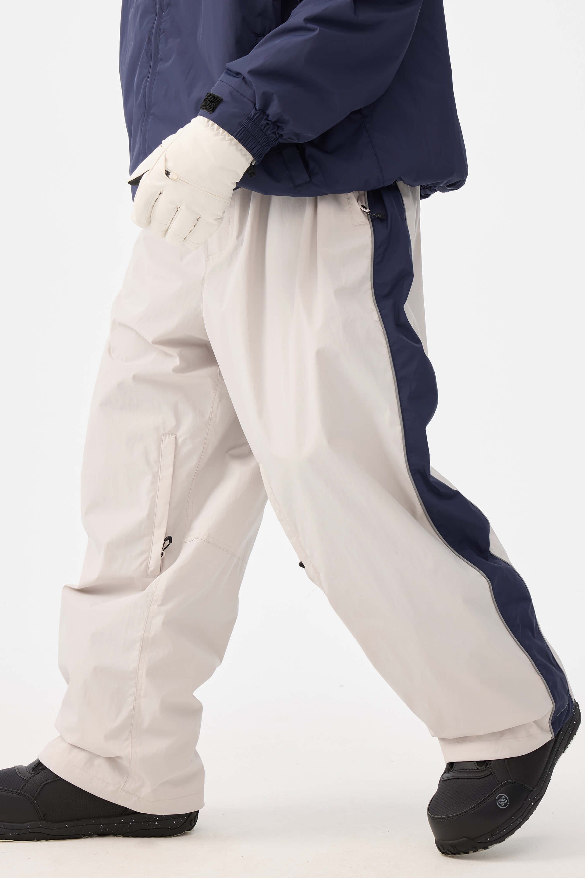Men's Black Retro Track Side Stripe Baggy Snow Pants – GSou Snow