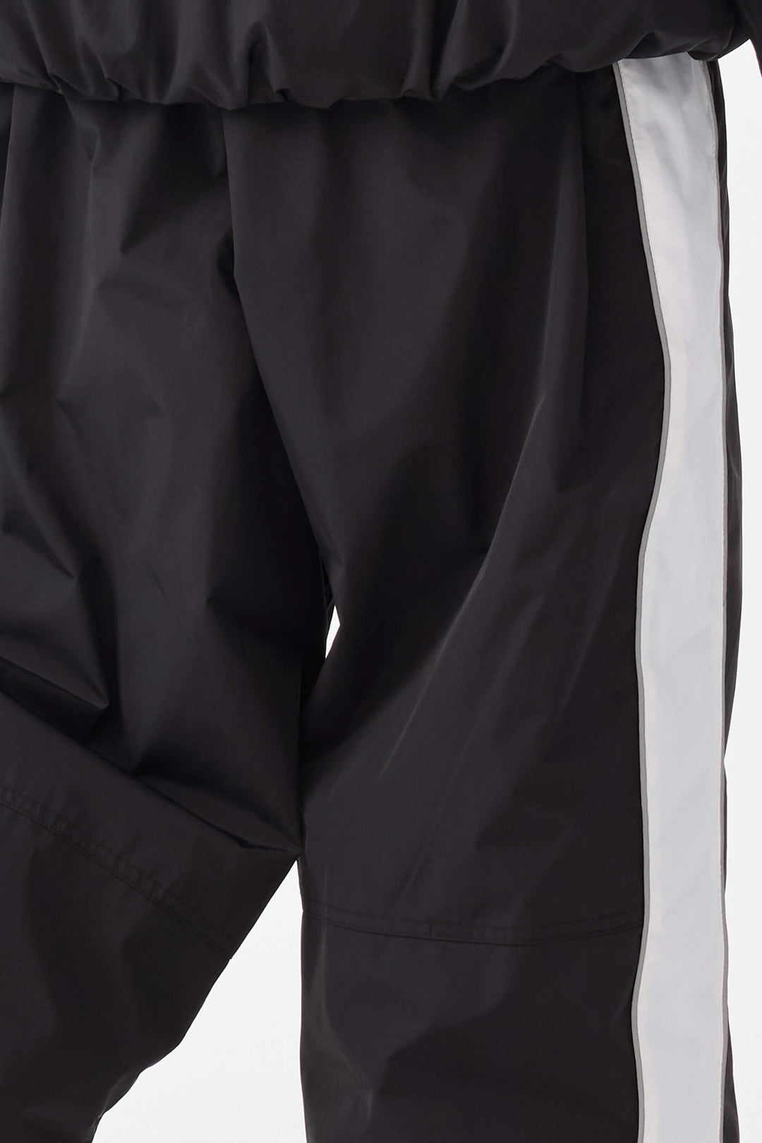 Damskie czarne spodnie narciarskie Retro Track Side w paski Baggy