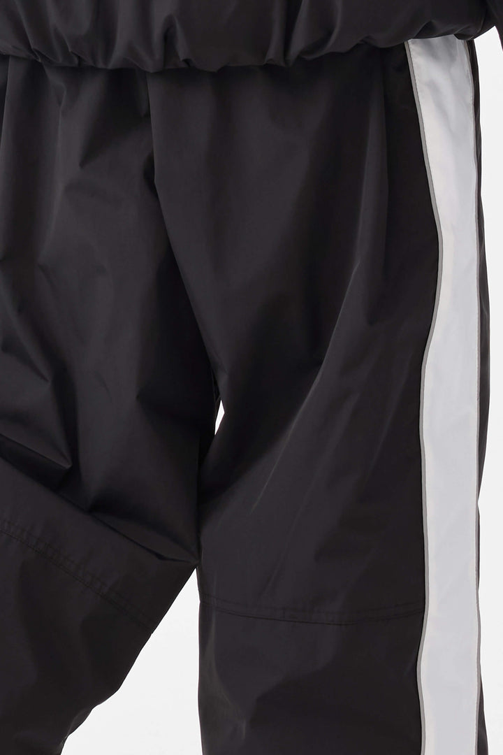 Damskie czarne spodnie narciarskie Retro Track Side w paski Baggy