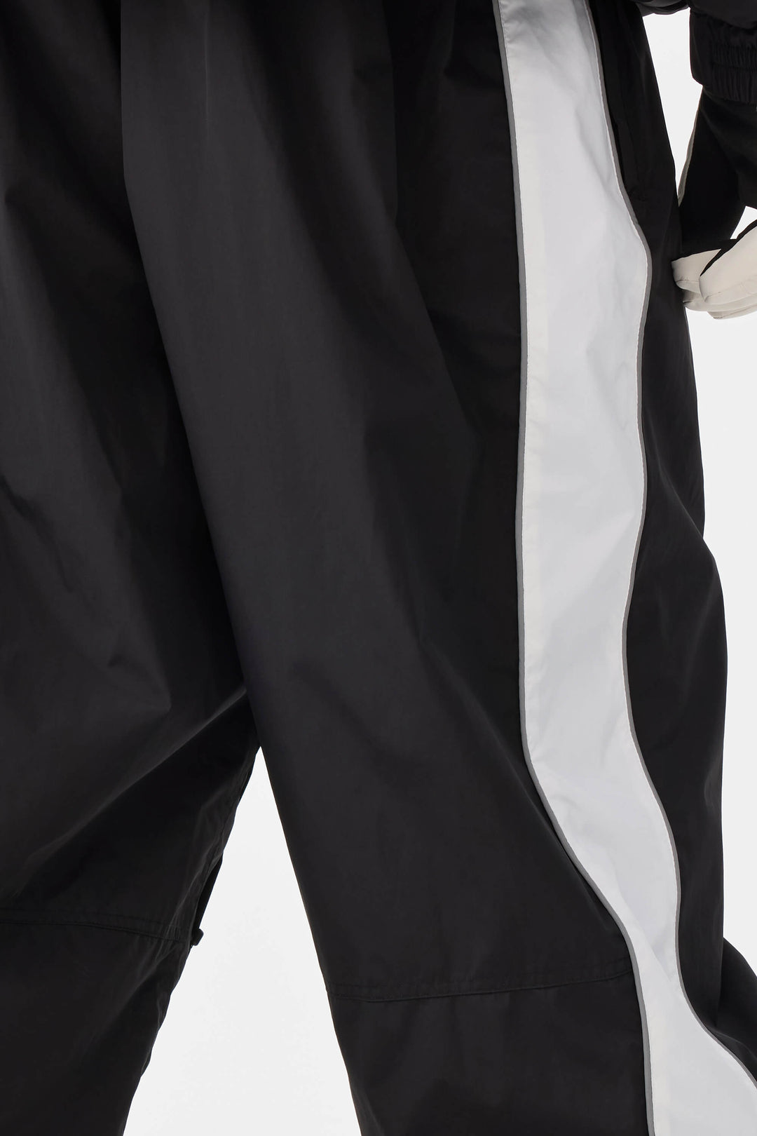 Męskie czarne spodnie narciarskie Retro Track Side w paski Baggy